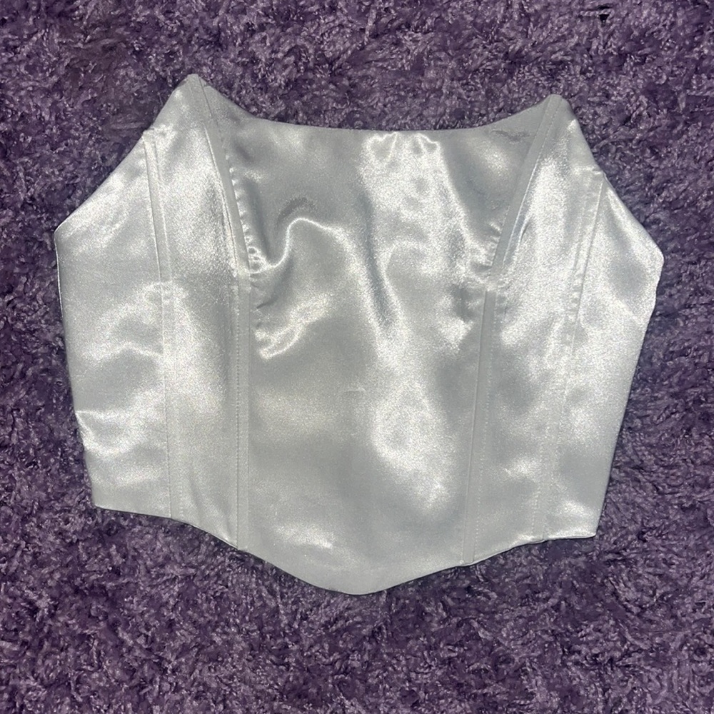 white satin corset top